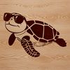 Cool Turtle in Shades A marine reptile with flippers and shell, seen wearing sunglasses.