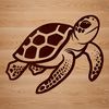 Underwater SVG Design Vector Graphic A detailed illustration of a sea turtle swimming in the ocean, created as a vector graphic for various uses.