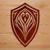 A simple shield emblem created using scalable vector graphics (SVG).