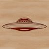 Graphic representation of a UFO soaring through the galaxy.