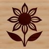 Simple Floral Design with Green Stem An illustration of a single sunflower in a garden setting, featuring a bright yellow flower with green stem.