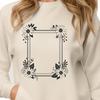 A vector graphic frame design featuring floral patterns for cutting machines and digital art.