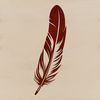 A stylized illustration of a feather, created as a vector graphic.