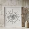 A stylized illustration of a spider web made from interconnecting lines and shapes, suitable for digital designs and crafts.