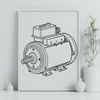 Technical Motor Illustration Illustrative representation of a motor with technical components.