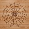 An intricate design element of a spider's web made from interconnected lines and curves in scalable SVG graphic format.