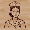 Female nurse wearing a uniform and stethoscope, suitable for vector art projects.