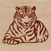 Majestic Orange Tiger Silhouette A large feline wild animal with orange and black stripes, seen in its natural habitat.
