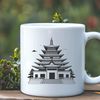 Intricate Temple Vector Artwork A traditional Buddhist temple with intricate architecture, suitable for vector design and cutting machine projects.