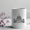 Beautiful SVG Buddhist Temple A traditional Buddhist temple design with ornate architecture and intricate details, suitable for vector editing software.