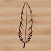 A detailed SVG rendering of a feather, ideal for use in clip art, stencil designs, or laser cutting templates.