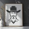 Western Outlaw Silhouette A digital illustration of a cowboy in western attire, designed as scalable vector graphics.