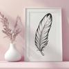 SVG Scalable Feather Illustration A single feather design created as a scalable vector graphic (SVG) illustration.