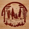 A stylized illustration of a forest with multiple trees, created using vector graphics.