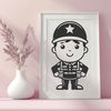 Digital Soldier Clip Art Design A digital illustration of a soldier in military attire, suitable for vector design and cutting machine projects.