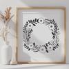 Floral Wreath Illustration for Cutting Machines A floral wreath design made up of intricate illustrations, suitable for vector art and cutting machine projects.