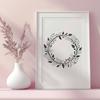 Intricate Wreath Illustration for Cricut A vector floral wreath design with intricate details and textures.