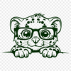 Big Cat Wearing Glasses Clip Art PDF - Free Commercial Use