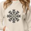 Icy Winter Illustration - Delicate Snowflake Design A detailed illustration of a single six-pointed snowflake with intricate patterns and delicate edges.