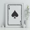 A set of playing cards with the ace of spades featured prominently.