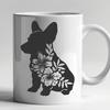 Floral Sitting Dog Digital Drawing - DXF