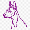 Doberman Pinscher Head Illustration Vector Art A simple line drawing of a Doberman Pinscher's head, suitable for vector art designs.