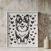 Artistic Sitting Shetland Sheepdog Vector Drawing