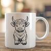 Standing Highland Cow Vector Drawing - DXF Free Download