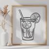 Colorful Cocktail Design: A Free Vector Graphic Illustration A glass containing a colorful cocktail with ice and garnishes, designed as a vector graphic.