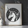 Unicorn Digital Artwork In SVG, PNG, PDF And DXF Formats