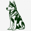 Artistic Sitting Husky Illustration