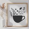 Floral Coffee Cup In SVG, PNG, PDF And DXF File Formats - Free