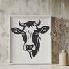 Moody Cow Portrait SVG Design Illustrative SVG design featuring the head of a farm animal, a cow.
