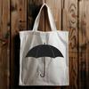 Minimalist Umbrella Vector Art on Gray Background A minimalist outline silhouette of an open umbrella on a gray background.