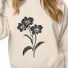 A detailed illustration of a delicate orchid flower with intricate petals and stem.