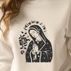 Elegant Lady of Faith SVG Design Ornate illustration of the Virgin Mary surrounded by floral motifs, suitable for religious and cultural contexts.