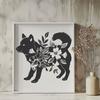 Floral Standing Dog Vector Craft File