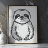 Artistic Sloth Vector Image In DXF For Free Download