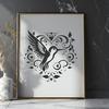 Ornate Flying Bird Vector Image - DXF