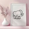 Free Standing Elephant Digital Drawing - SVG