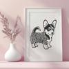 Stunning Standing Welsh Corgi Drawing