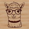Fuzzy Alpaca Character in Spectacles A cartoon alpaca character wearing glasses, suitable for vector graphics and digital art.