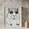 Whimsical Water Rat Wearing Shades A cartoon capybara wearing trendy sunglasses, suitable for various digital projects.