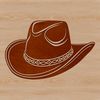 Traditional Cowboy Headwear A traditional Western-style hat with a wide brim and high crown, commonly worn by cowboys.