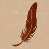 Vector illustration of a single feather in a simple design.