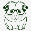 Adorable Guinea Pig Silhouette with Shades A cartoon guinea pig with glasses on its head, suitable for pet owners or illustrators creating vector designs.
