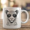 A stylized illustration of a jaguar wearing sunglasses.