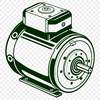 Electric Motor Vector Artwork Illustrated electric motor design with detailed components, suitable for vector graphics and digital cutting.