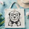 A close-up illustration of a curious otter wearing glasses, created as a vector art design.
