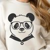 Cuddly Giant in Glasses A cartoon illustration of a giant panda wearing glasses with a subtle expression.
